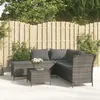 Image de vidaXL Salon de jardin 4 pcs avec coussins Gris Résine tressée 319691