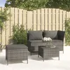 Image de vidaXL Salon de jardin 3 pcs avec coussins Gris Résine tressée 319693