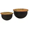 Image de Ensemble De Tables Basses 2 Pcs Noir Bois Récupération Massif Vidaxl