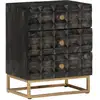 Image de Table De Chevet Noir 40x29x50 Cm Bois De Manguier Solide Vidaxl