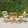 Image de Ensemble De Bistro Pliable 3 Pcs Avec Coussins Acacia Solide Vidaxl
