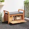 Image de Banc De Rangement De Jardin Avec Coussin 91 Cm Bois D'acacia Vidaxl