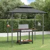 Image de vidaXL Gazebo BBQ et étagères latérales anthracite 240x150x243cm acier 360140