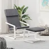 Image de Chaise De Relaxation Avec Repose-pied Gris Foncé Tissu Vidaxl