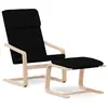 Image de Chaise De Relaxation Avec Repose-pied Noir Tissu Vidaxl