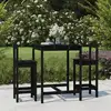 Image de Ensemble De Bar De Jardin 3 Pcs Noir Bois De Pin Massif Vidaxl