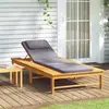 Image de Chaise Longue Et Coussin/oreiller Gris Foncé Bois Massif Acacia Vidaxl