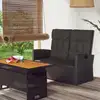 Image de Banc De Jardin Inclinable Et Coussins Noir 118cm Résine Tressée Vidaxl