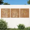 Image de vidaXL Décorations murales jardin 3 pcs 55x55 cm design dherbe 824509