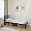 Image de Cadre De Lit Métal Sans Matelas Avec Tête De Lit Noir 75x190 Cm Vidaxl