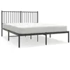Image de Cadre De Lit Métal Sans Matelas Avec Tête De Lit Noir 140x190cm Vidaxl