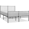 Image de Cadre De Lit Métal Sans Matelas Avec Pied De Lit Noir 140x190cm Vidaxl