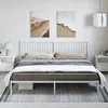 Image de vidaXL Cadre de lit métal avec tête de lit blanc 193x203 cm 350937