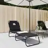 Image de Chaise Longue Pliante Noir Tissu Oxford Acier Enduit De Poudre Vidaxl