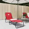 Image de Chaise Longue Pliante Rouge Tissu Oxford Acier Enduit De Poudre Vidaxl
