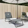 Image de Chaise Longue Pliante Gris Tissu Oxford Acier Enduit De Poudre Vidaxl