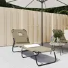 Image de Chaise Longue Pliante Taupe Tissu Oxford Acier Enduit De Poudre Vidaxl