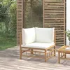 Image de vidaXL Canapé dangle de jardin avec coussins blanc crème bambou 362300