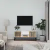 Image de Meuble Tv Blanc 105x30x45 Cm Bois D'ingénierie Et Fer Vidaxl