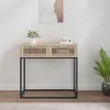 Image de vidaXL Table Console Table dAppoint avec 3 Tiroirs Meuble de Rangement Salle de Séjour Salon Scandinave Marron Bois 352105