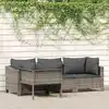 Image de Salon De Jardin 4 Pcs Avec Coussins Gris Résine Tressée Vidaxl