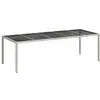 Image de Vidaxl table de jardin blanc 250x100x75 cm résine tressée verre trempé