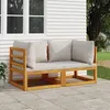 Image de vidaXL Canapés dAngle Sectionnels avec Coussins 2pcs Sièges avec Dossier Meubles de Jardin Terrasse Patio Gris Clair 360008