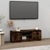 Image de vidaXL Meuble TV avec porte Chêne fumé 102x30x36 cm 823355