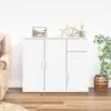 Image de Buffet Blanc Brillant 91x29,5x75 Cm Bois D'ingénierie Vidaxl