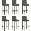 Image de Tabourets De Bar Avec Coussins Lot De 6 Gris Résine Tressée Vidaxl