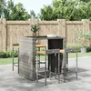 Image de Tabourets De Bar Lot De 4 Gris Résine Tressée Et Bois D'acacia Vidaxl