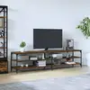 Image de Meuble Tv Chêne Fumé 200x30x50 Cm Bois D'ingénierie Et Métal Vidaxl