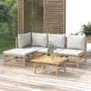 Image de vidaXL Salon de jardin 5 pcs avec coussins gris clair bambou 3155081