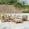 Image de vidaXL Salon de jardin 8 pcs avec coussins gris clair bambou ensemble de salon ensemble de salon extérieur 3155094