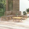 Image de vidaXL Salon de jardin 6 pcs avec coussins taupe bambou 3155111
