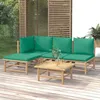Image de vidaXL Salon de jardin 5 pcs avec coussins vert bambou 3155145