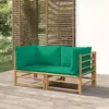 Image de vidaXL Canapés dangle de jardin avec coussins vert 2 pcs bambou 3155150