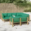 Image de vidaXL Salon de jardin 10 pcs avec coussins vert bambou ensemble de salon ensemble de salon extérieu 3155160