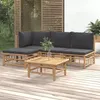 Image de vidaXL Salon de jardin 5 pcs avec coussins gris foncé bambou 3155209
