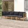 Image de vidaXL Salon de jardin 4 pcs avec coussins gris foncé bambou 3155216