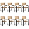 Image de vidaXL Chaises de jardin empilables 8pcs bois massif dacacia et métal 3155427