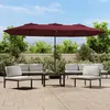 Image de Parasol De Jardin À Double Tête Avec Led Rouge Bordeaux Vidaxl
