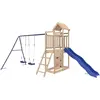 Image de Aire De Jeux D'extérieur Bois De Pin Massif Vidaxl - toboggan à vagues & balançoire double