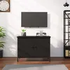 Image de Meuble Tv Avec Portes Noir 60x35x45 Cm Bois D'ingénierie Vidaxl