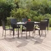 Image de 3156657 vidaXL Ensemble à dîner de jardin 7 pcs Noir Résine tressée