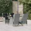 Image de vidaXL Ensemble à manger de jardin 5pcs Gris clair Résine tressée ensemble de salle à manger dextérieur table et chaise 3156806