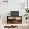 Image de Meuble Tv Chêne Fumé 90x33x45 Cm Bois D'ingénierie Et Fer Vidaxl