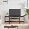Image de Meuble Tv Chêne Fumé 121x35x45 Cm Bois D'ingénierie Et Fer Vidaxl