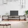 Image de Meuble Tv Chêne Fumé 201x35x45 Cm Bois D'ingénierie Et Fer Vidaxl