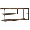 Image de Meuble Tv Chêne Fumé 103x38x46,5 Cm Bois D'ingénierie Et Acier Vidaxl